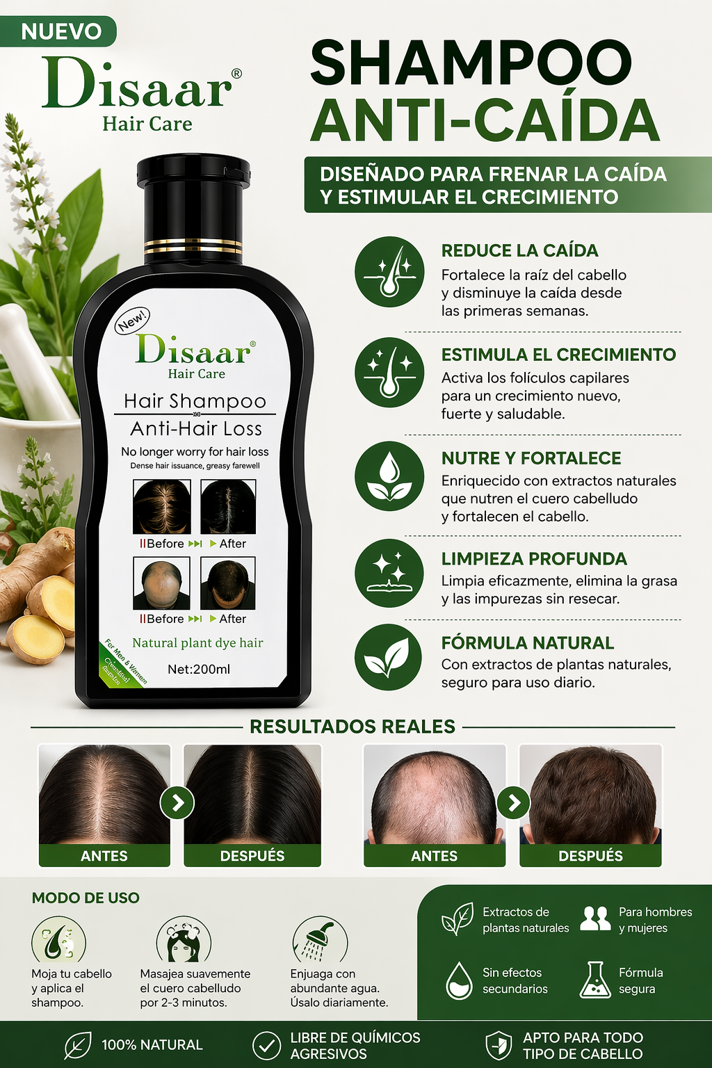 Shampoo Anticaida Hair Care Disaar 200 M